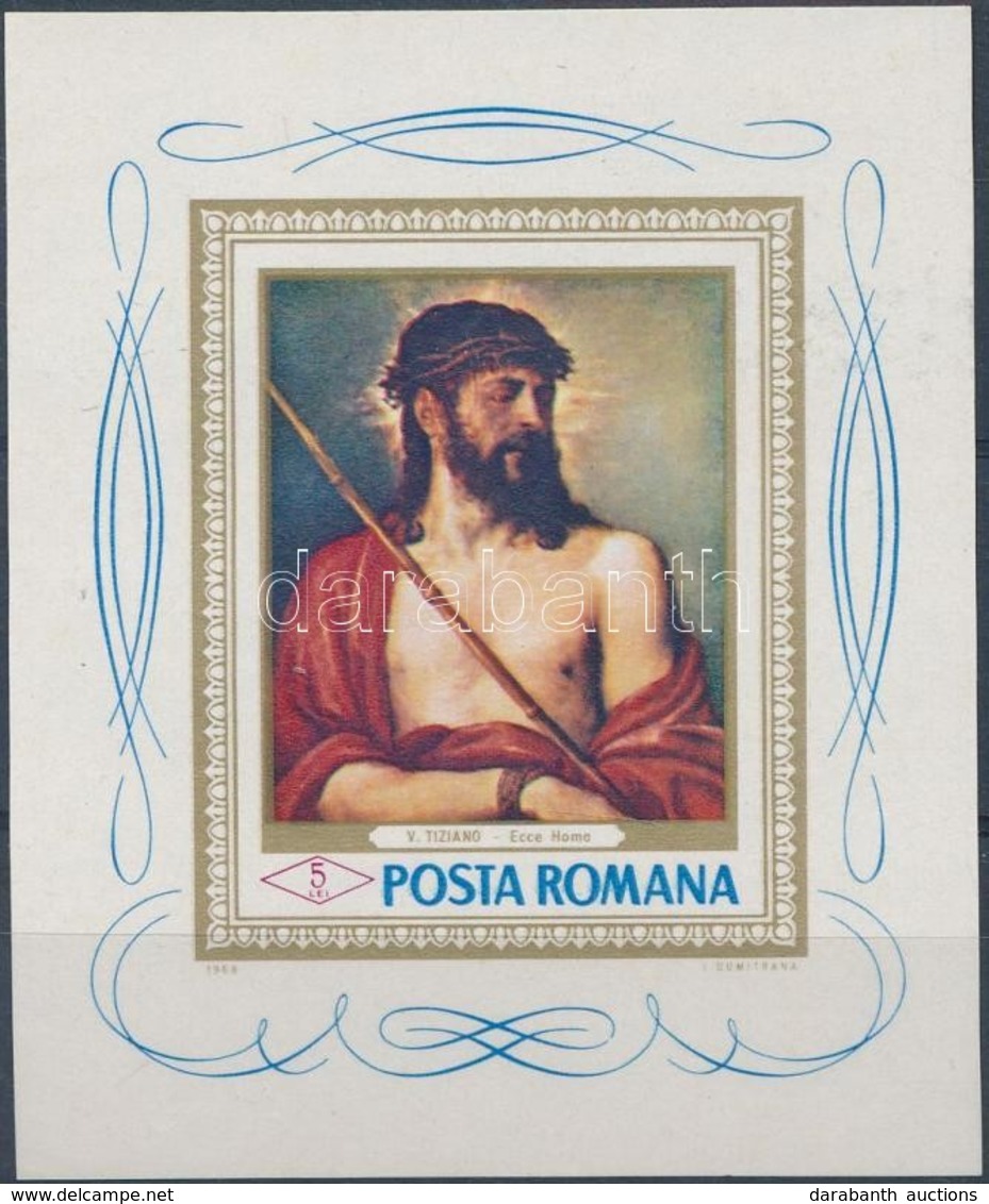 ** 1968 Festmény Vágott Blokk Hátoldalon Sorszámmal Mi 65 - Other & Unclassified