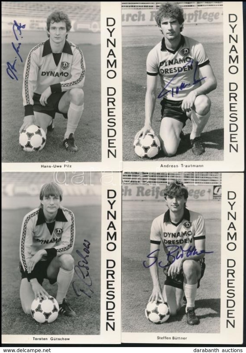 Cca 1980-1990 Dinamo Dresden Német Focicsapat 4 Játékosának (Torsten Gütschow, Steffen Büttner, Andreas Trautmann, Hans- - Other & Unclassified