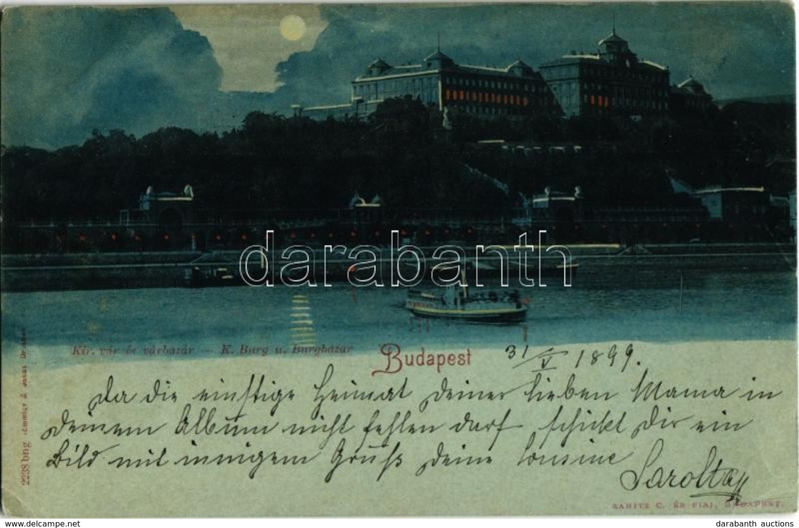 T2/T3 1899 Budapest I. Királyi Vár, Este, Litho  (EK) - Unclassified