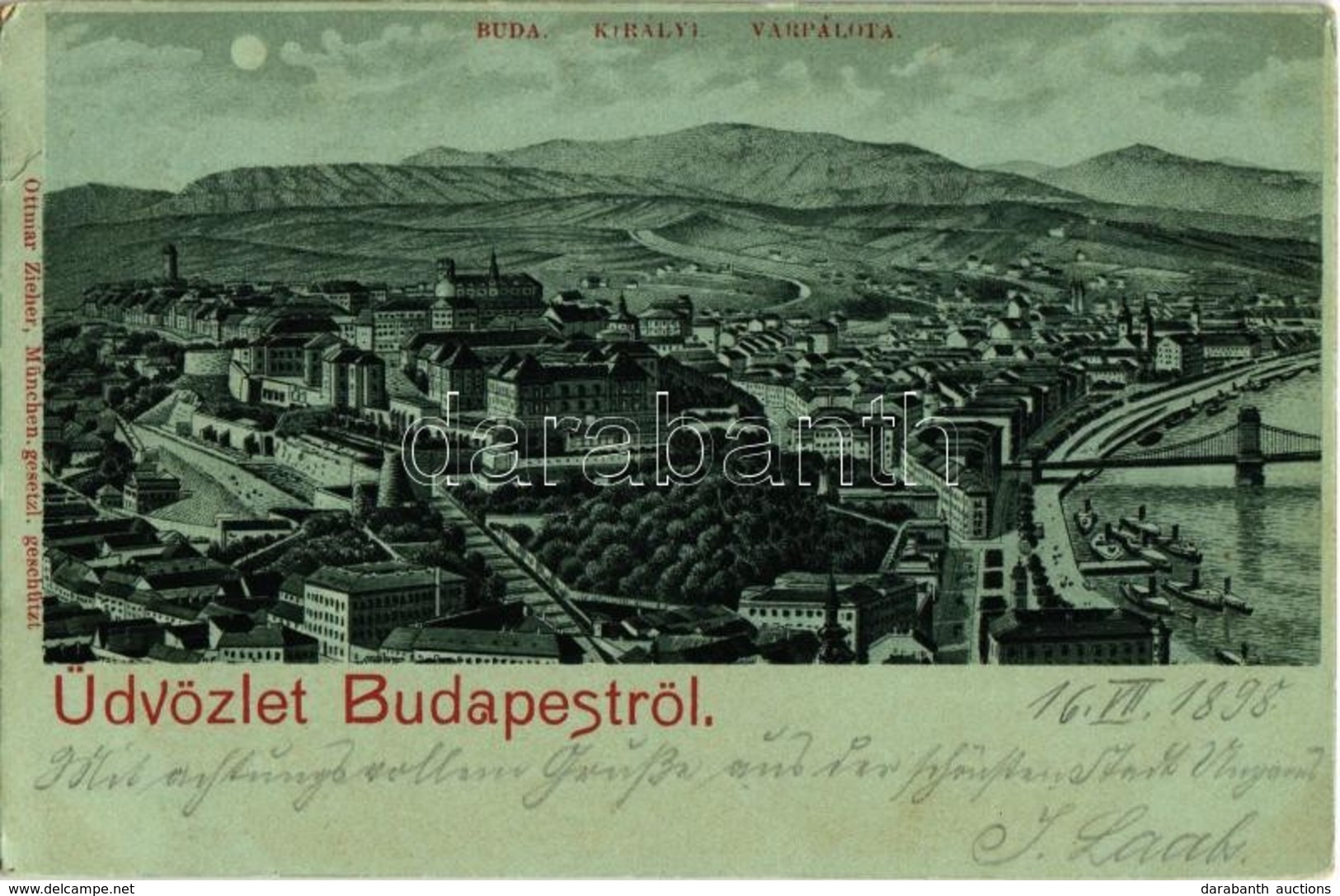 T2/T3 1898 (Vorläufer!) Budapest I. Buda, Királyi Várpalota. Ottmar Zieher Litho  (kis Szakadás / Small Tear) - Unclassified