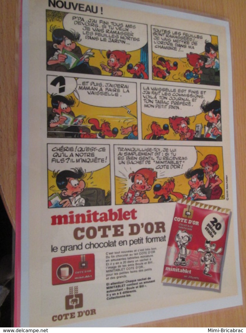 DIV415 : Clipping PAGE DE REVUE TINTIN / SPIROU ANNEES 60/70 EN COULEURS : BOULE ET BILL CHOCOLAT COTE D'OR - Boule Et Bill