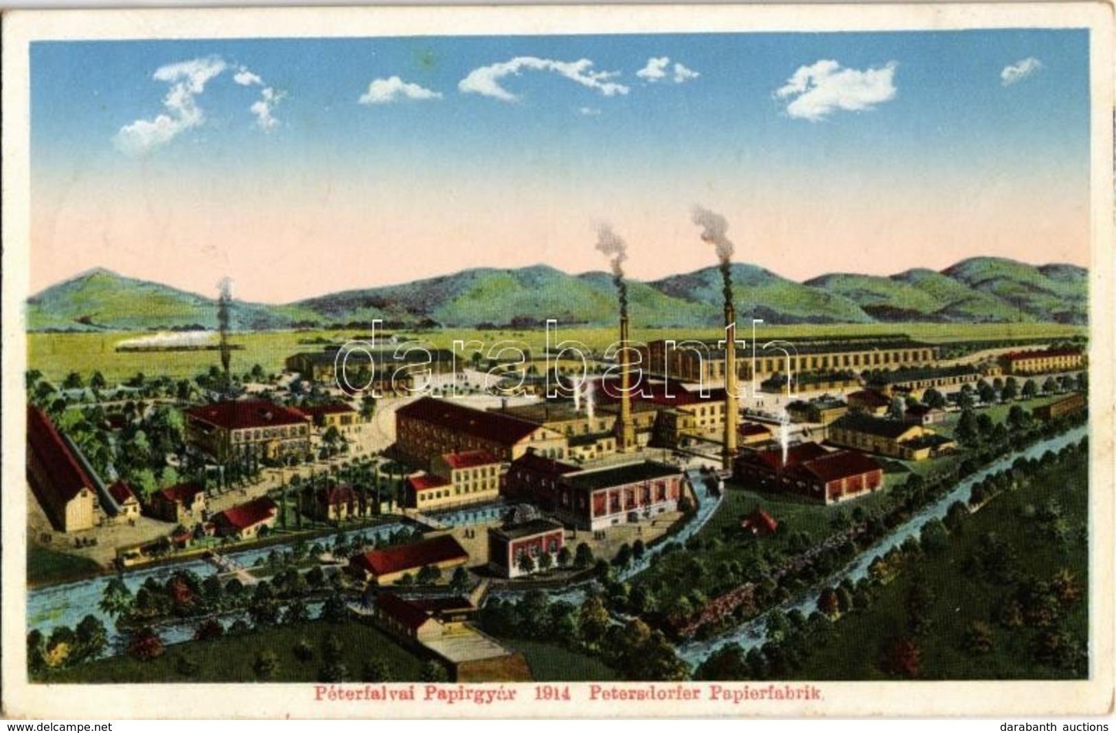 T2 1914 Péterfalva, Petersdorf, Petresti; Papírgyár / Papierfabrik / Paper Mill, Factory - Unclassified