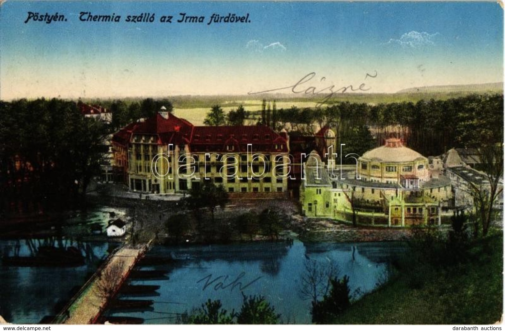 T2 1915 Pöstyén, Pistyan, Piestany; Thermia Szálloda Az Irma Fürdővel, Hajóhíd / Hotel, Spa Hall, Bathing House, Pontoon - Zonder Classificatie