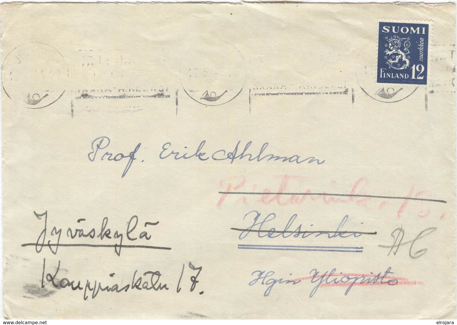 FINLAND Cover With Olympic Machine Cancel Jyvaskyla Used As Arrivel Cancel - Sommer 1952: Helsinki