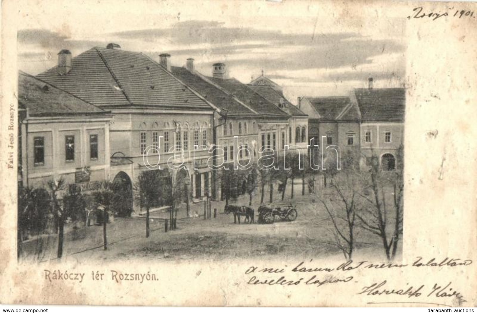 * T4 1901 Rozsnyó, Roznava; Rákóczi Tér, Falvi Jenő üzlete és Saját Kiadása / Square, Publisher's Shop (b) - Zonder Classificatie