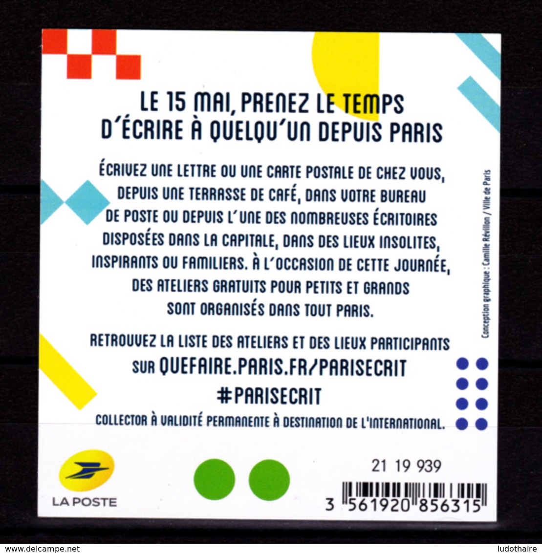 F 2019 / Neuf** Paris' écrit, Timbre Adhésif, International, Hors Programme (1530 Exemplaires) - Collectors