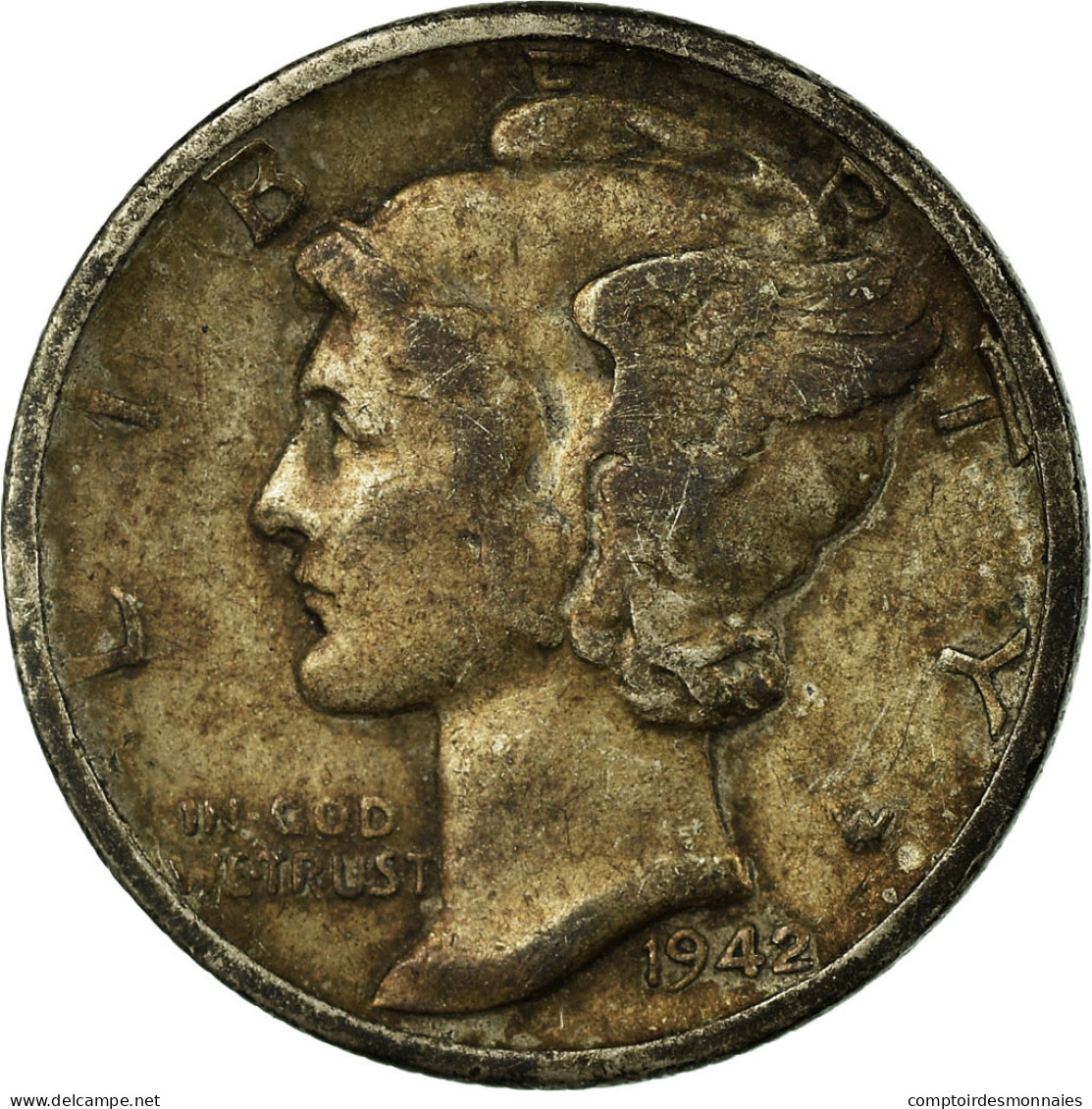 Monnaie, États-Unis, Mercury Dime, Dime, 1942, U.S. Mint, Philadelphie, B+ - 1916-1945: Mercury (Mercure)