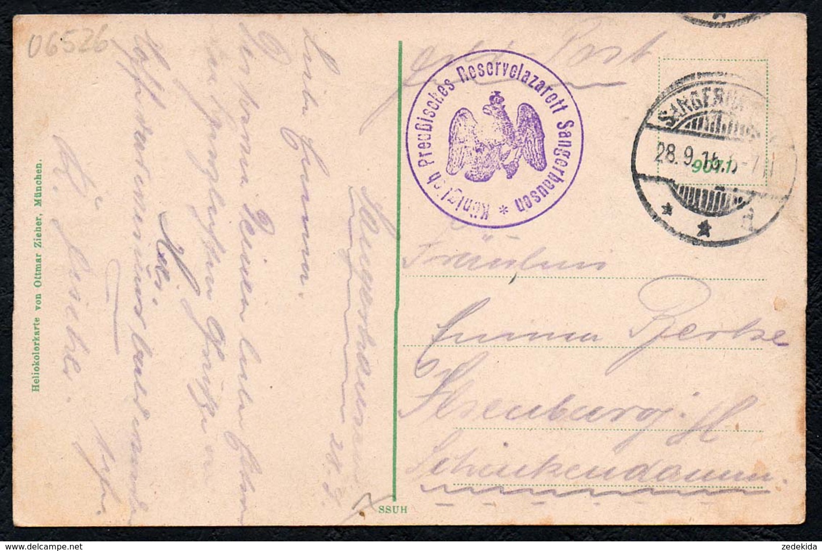 B5874 - Sangerhausen - Feldpost Lazarett Stempel - Heliokolorkarte Ottmar Zieher - Sangerhausen