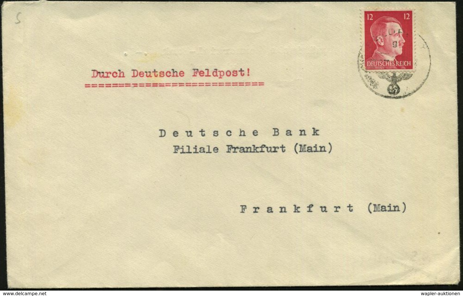 RUMÄNIEN /  DEUTSCHES REICH 1942 (28.11.) 12 Pf. Hitler , EF = Inland-Tarif, 1K: FELDPOST/g/--- , Rs. Maschinen-geschrie - WO2