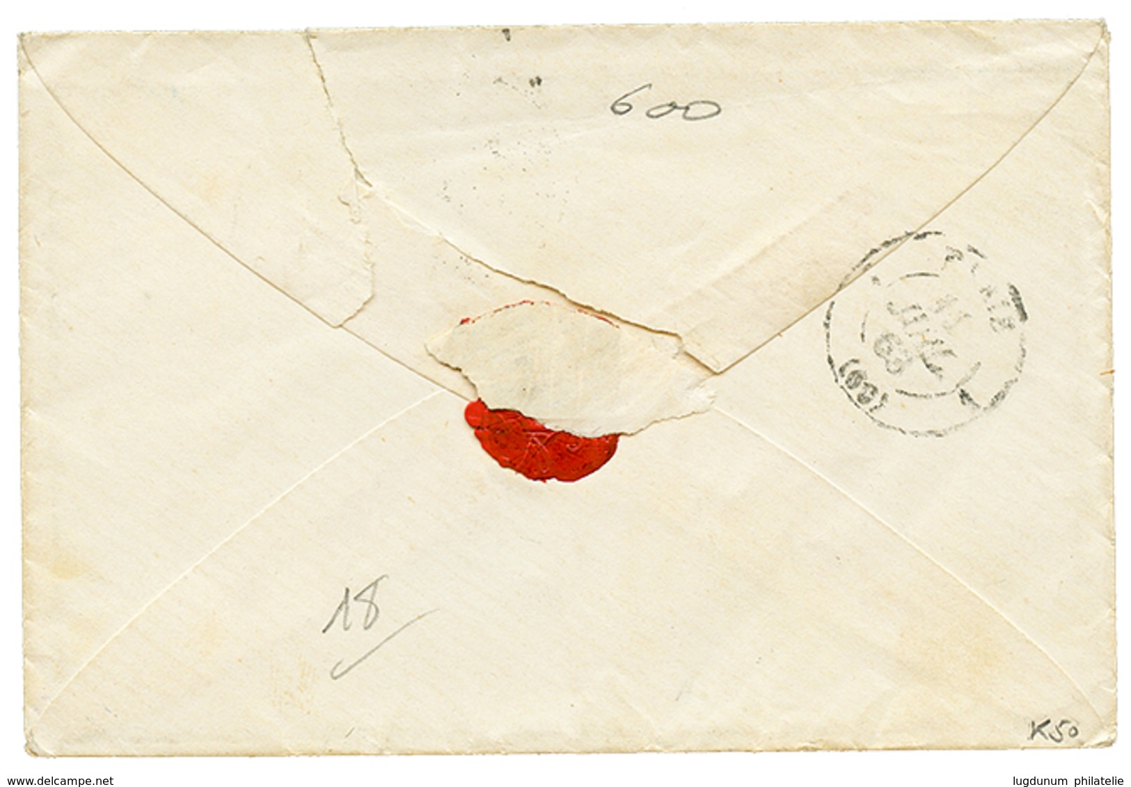 1863 20c Obl. GC 2240 + ESCAD. DE LA MEDIT. MARSEILLE Sur Enveloppe Avec Texte Daté "LE PIREE, A Bord Du REDOUTABLE" Pou - Poste Maritime