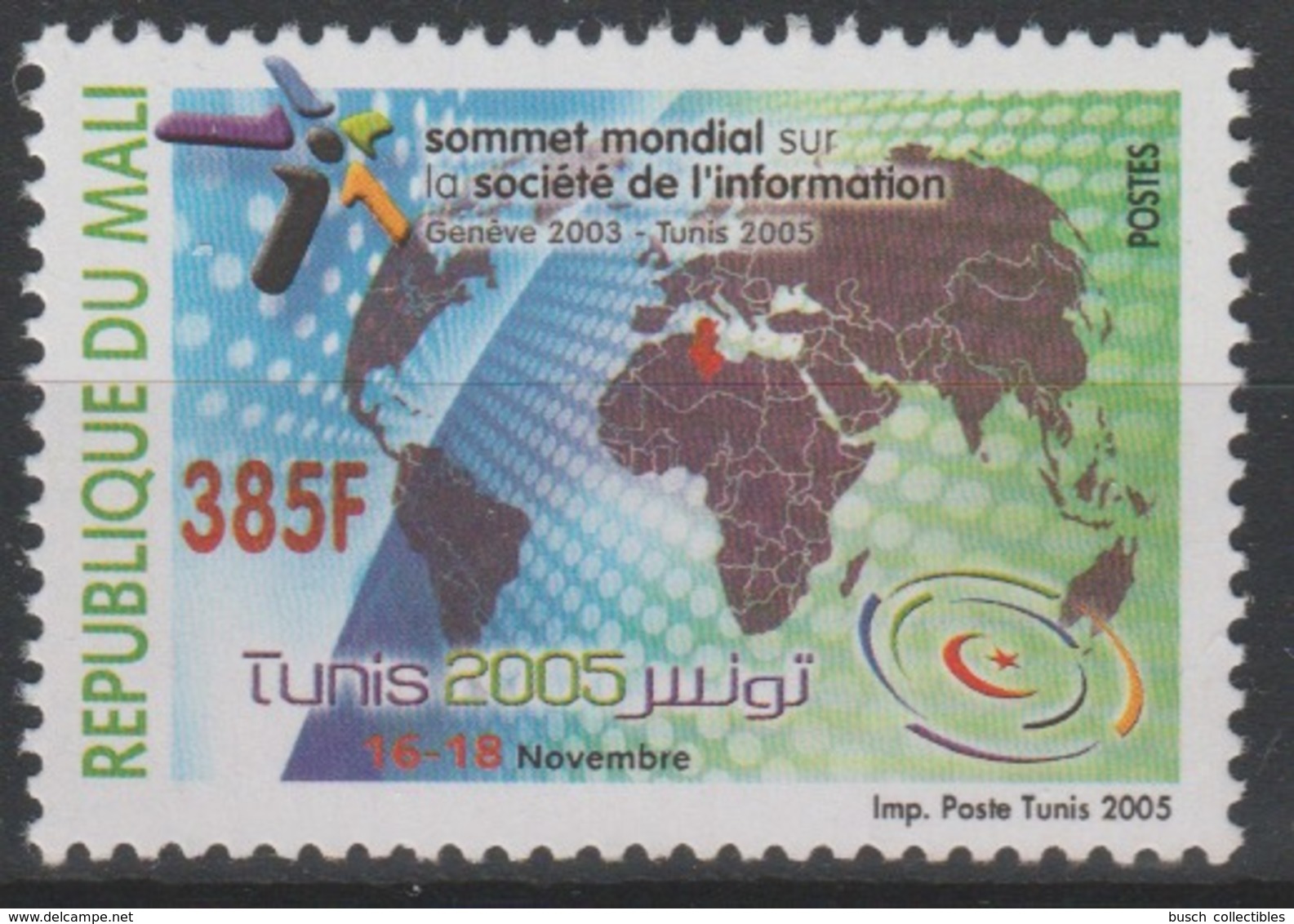 Mali 2005 Mi. 2618 Sommet Mondial Sur La Société De L'Information Map Landkarte Carte Summit 1 Val. - Mali (1959-...)