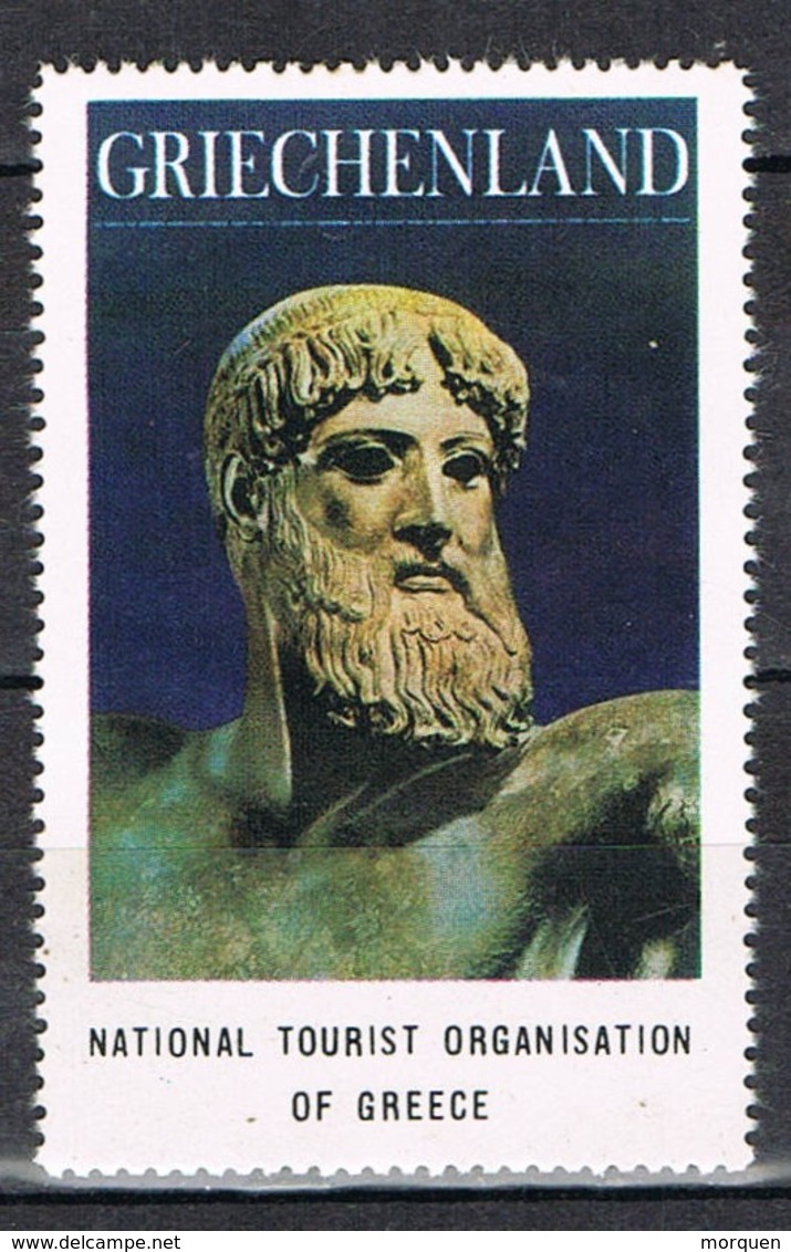 Viñeta, Label , Vignette GRECIA, Grece, Griechenland. Tourism, Turismo, Statue ZEUS ** - Errors, Freaks & Oddities (EFO)