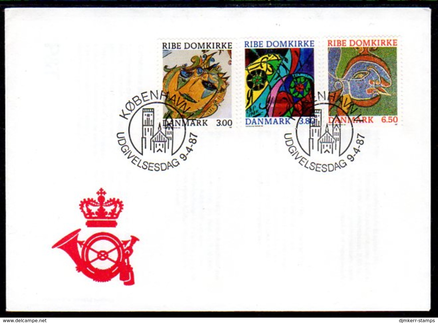 DENMARK 1987 Ribe Cathedral Artworks FDC.  Michel 891-93 - FDC