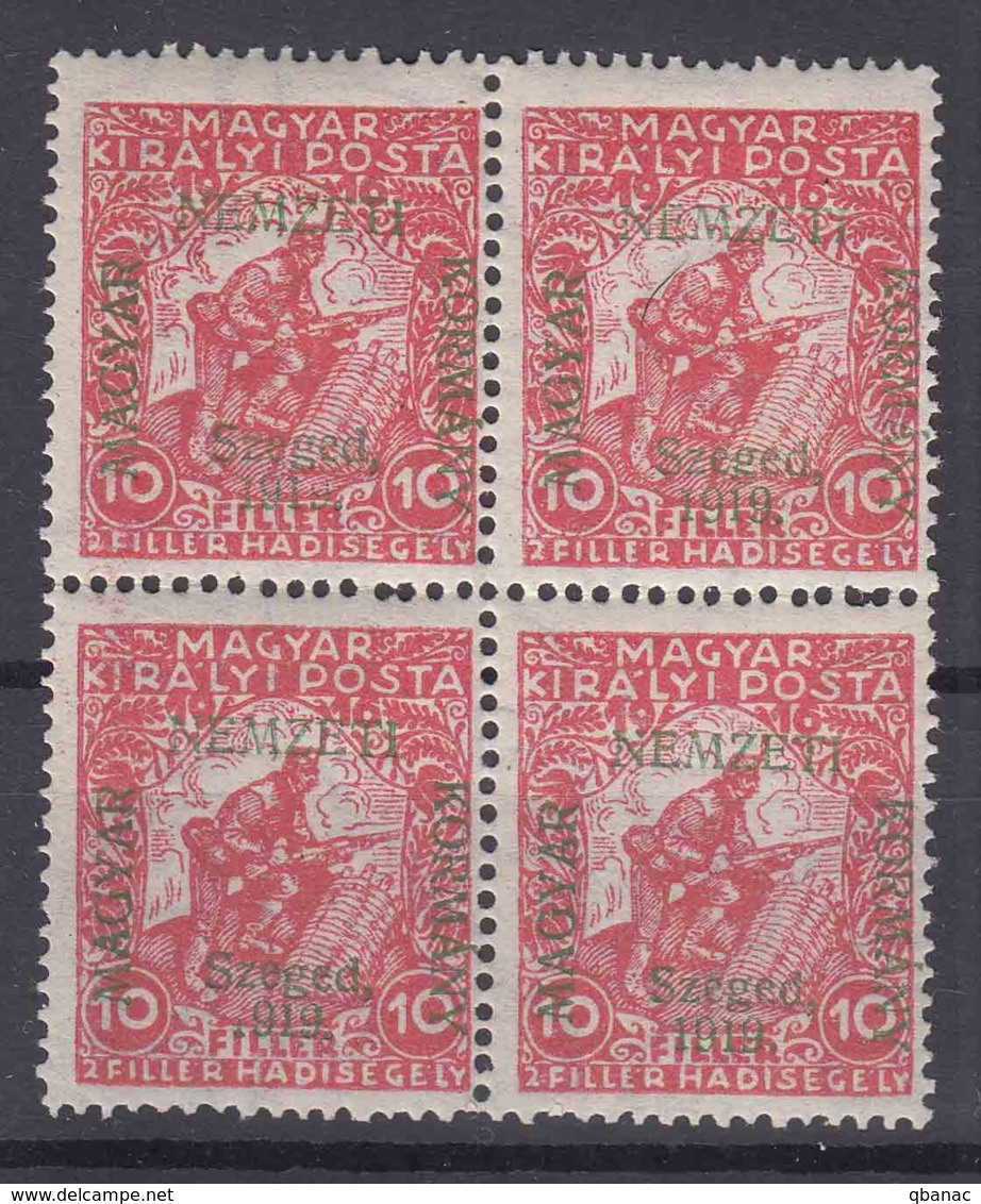 Hungary Szegedin Szeged 1919 Mi#3 Mint Never Hinged Piece Of Four - Szeged