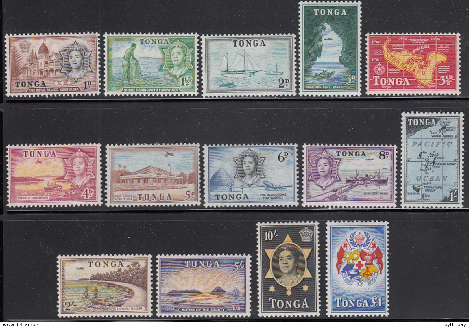 Tonga 1953 MH Sc 100-113 Scenic Issue Maps, Coat Of Arms - Tonga (...-1970)