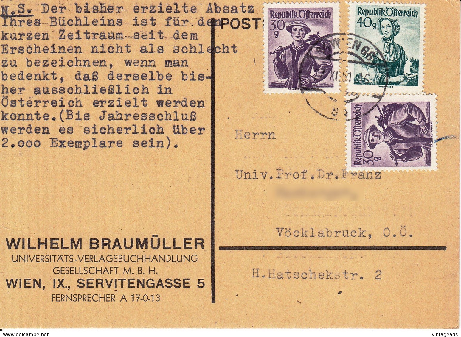 BM556 Konvolut 5 Stk. Briefkuverts Österreich, Gelaufen, Trachten, Verschiedene Post-Stempel - Sonstige & Ohne Zuordnung