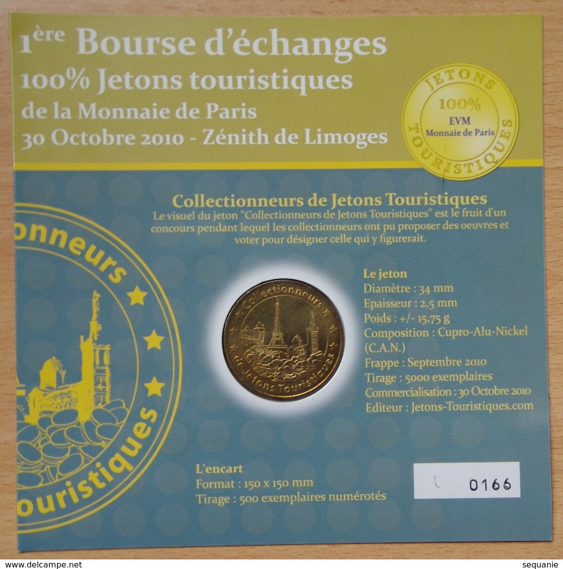 Médaille Touristique 1 Er Bourse D'Echanges Jeton Touristique 30 Octobre 2010 Zénith De Limoges - 2010