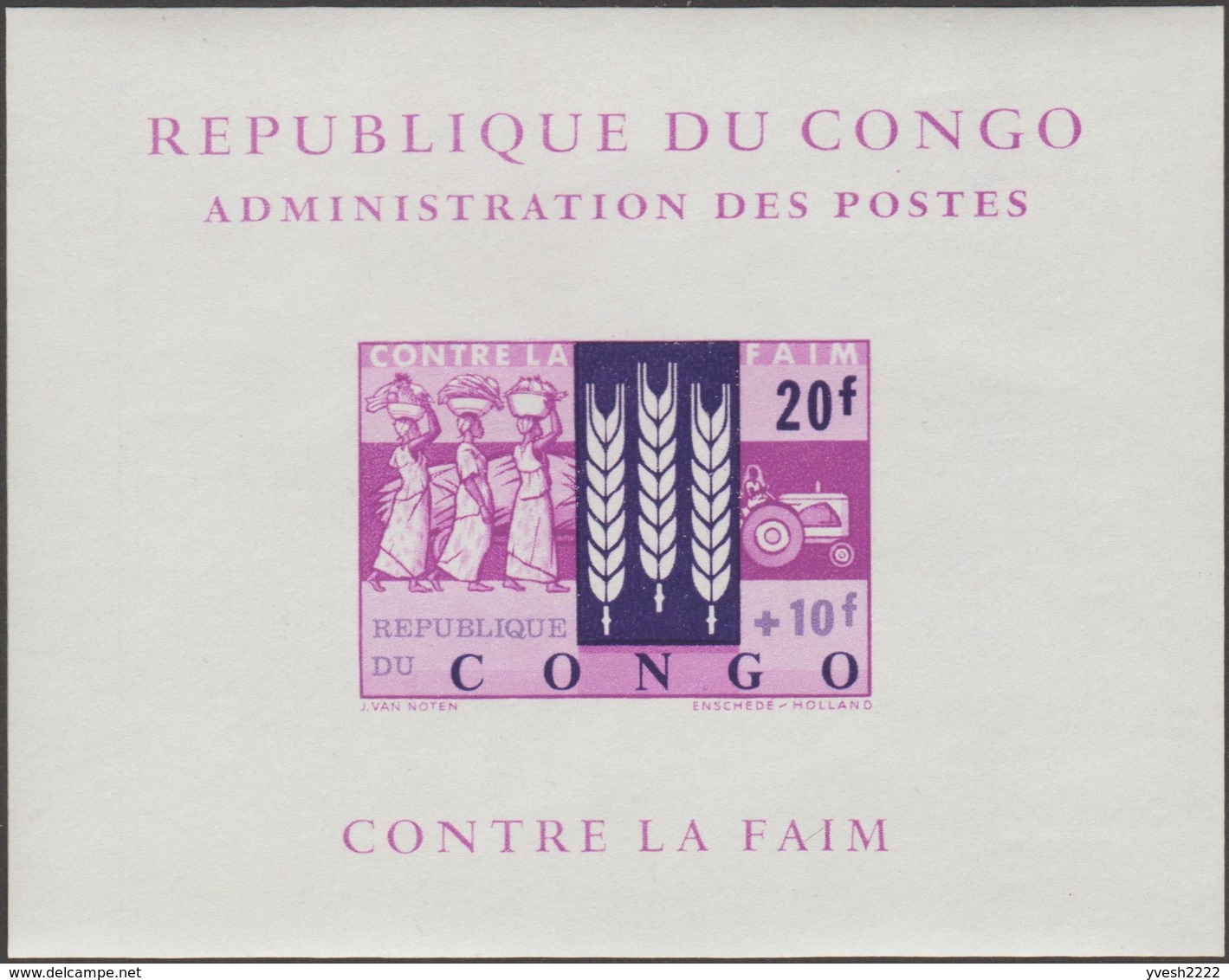 Congo Kin 1963 COB LX 480. Lutte Contre La Faim. Feuillet De Luxe - Contre La Faim