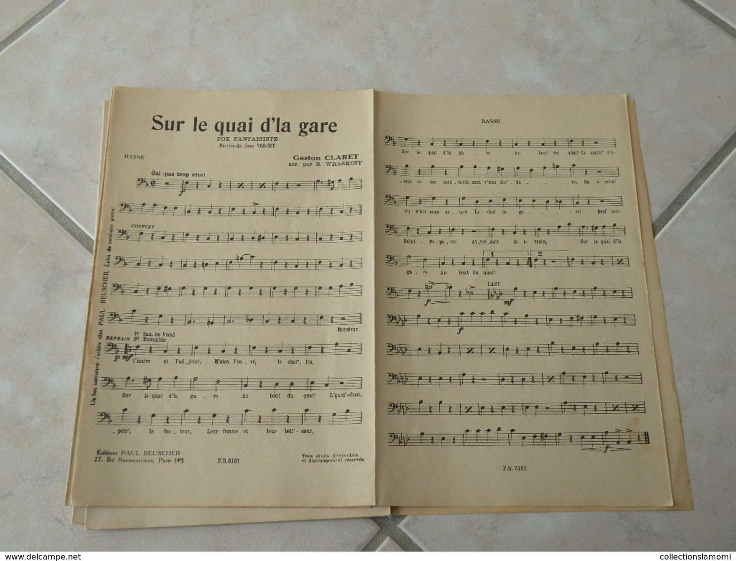 Sur le quai d'la gare -(Paroles Jean Vorcet)-(Musique Gaston Claret) Partition1935 pour orchestre