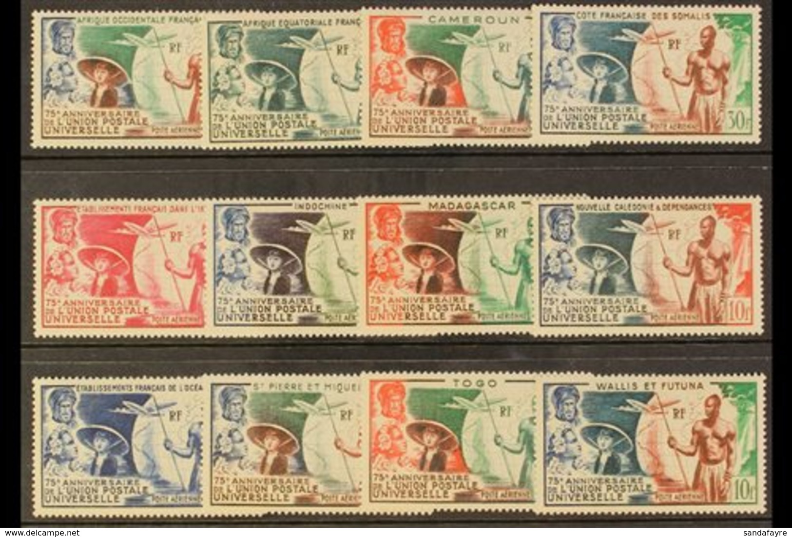 GENERAL ISSUES 1949 Air UPU Omnibus Complete, Never Hinged Mint (12 Stamps) For More Images, Please Visit Http://www.san - Altri & Non Classificati