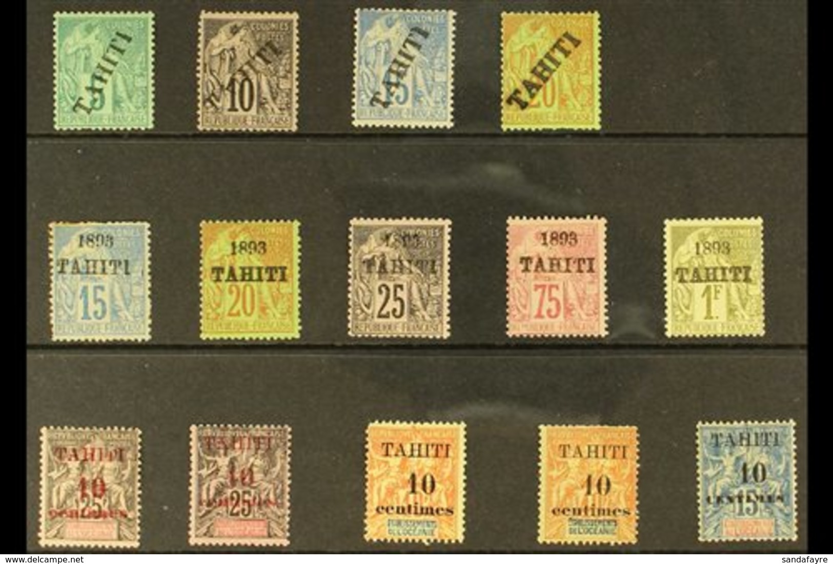 TAHITI 1893-1903 Fine Mint All Different Collection. With 1893 Diagonal Overprint 5c To 20c (the 10c & 20c No Gum); "189 - Andere & Zonder Classificatie