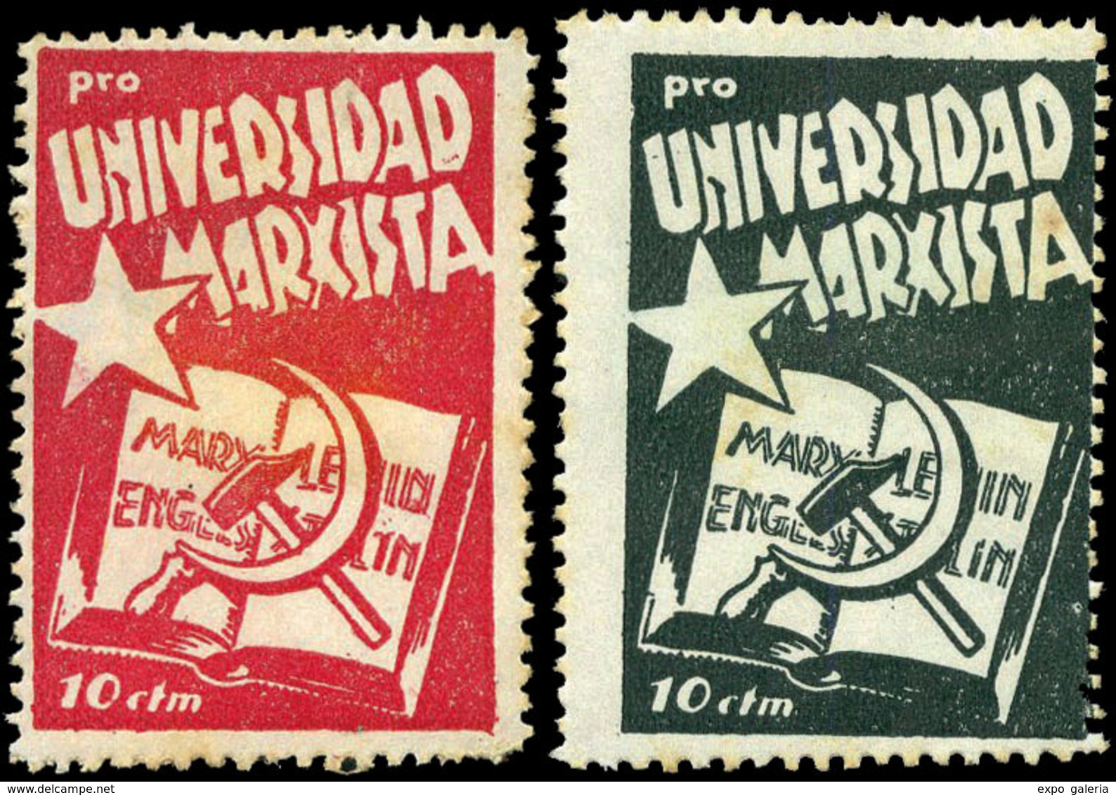 All. 83/8 - Pro Universidad Marxista. 6 Valores. Serie Completa. Raros. - Verschlussmarken Bürgerkrieg