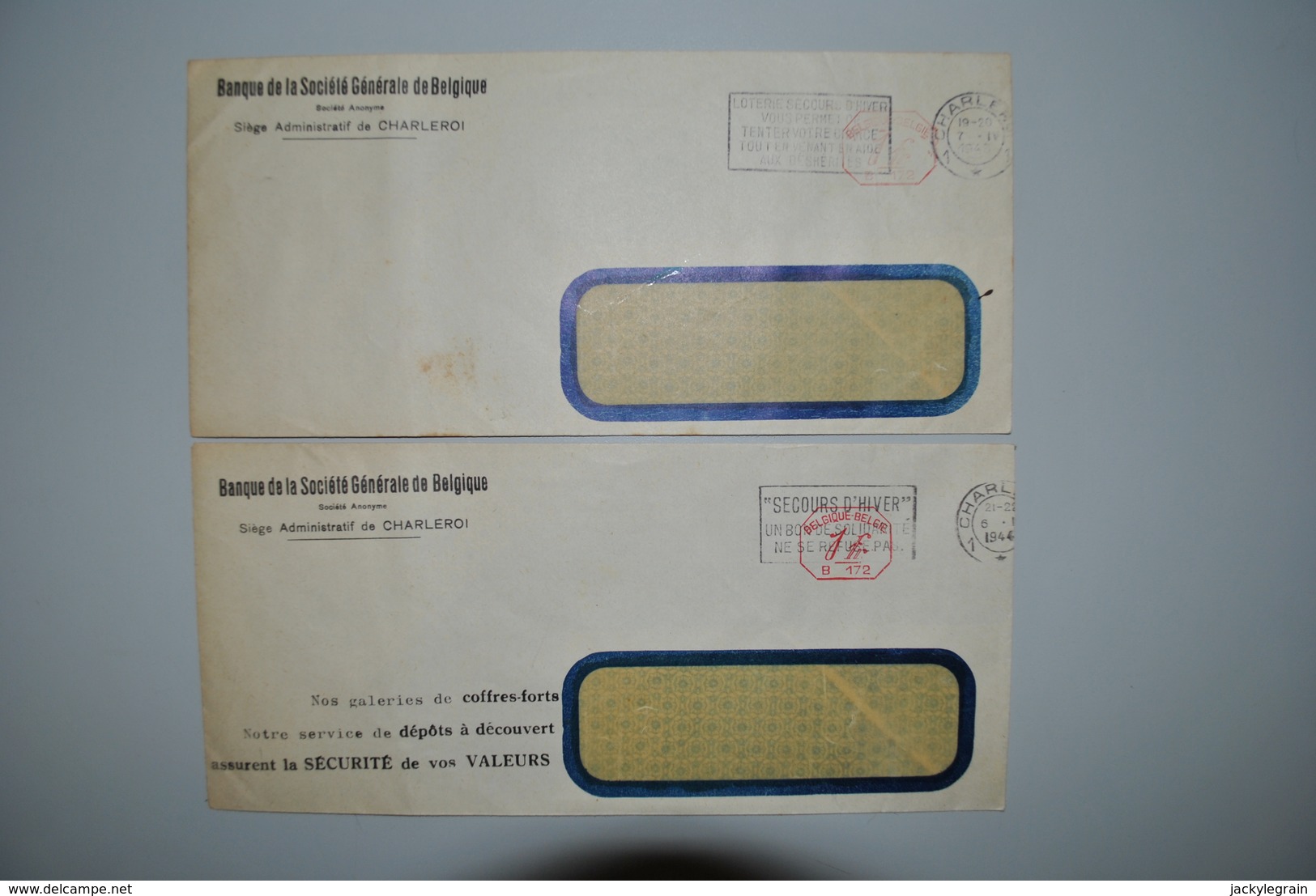 Belgique 1942/44 Enveloppes Banque Société Générale Belgique - Sonstige & Ohne Zuordnung