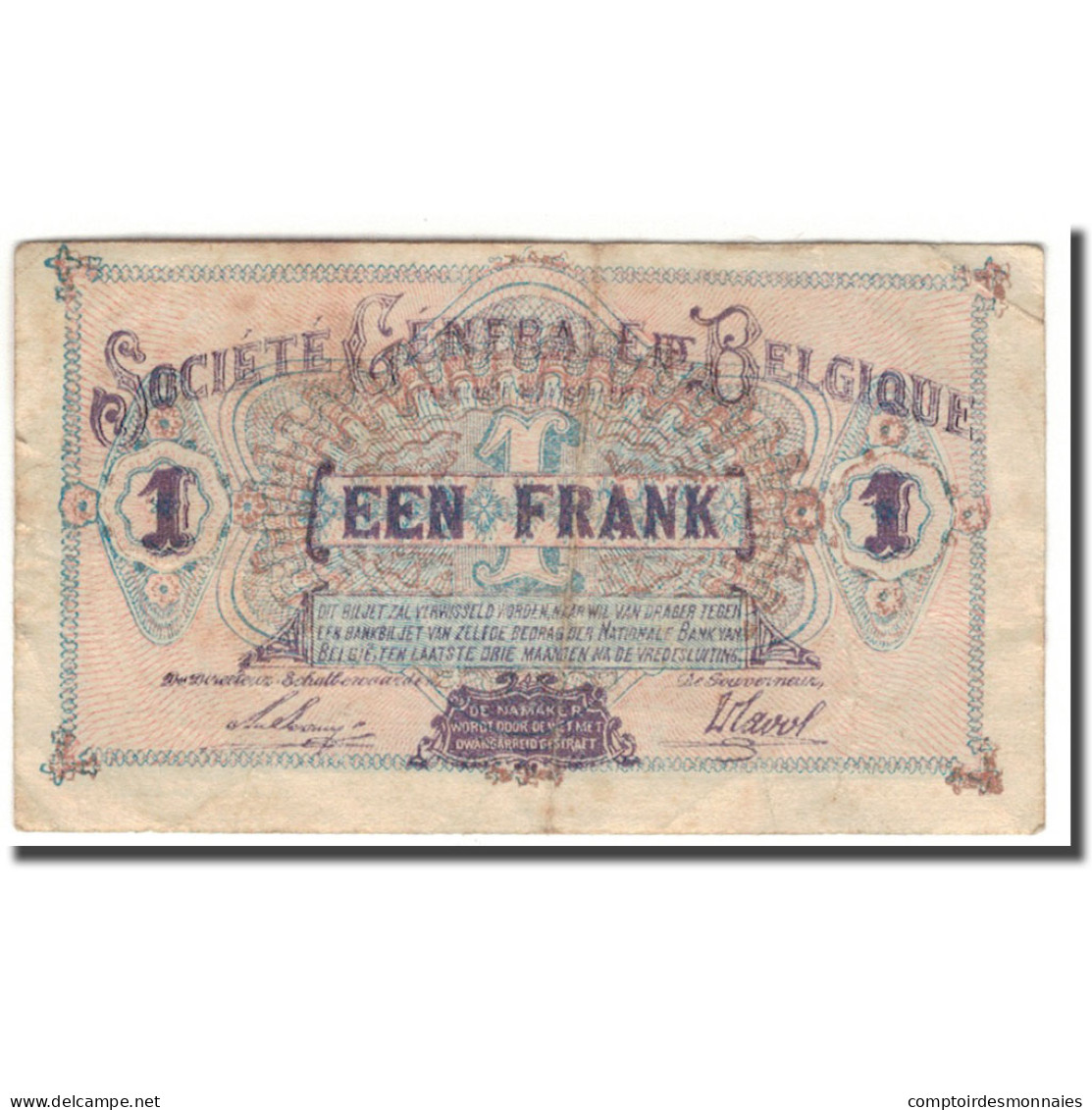 Billet, Belgique, 1 Franc, 1923-10-18, KM:86b, TB+ - 1-2 Frank