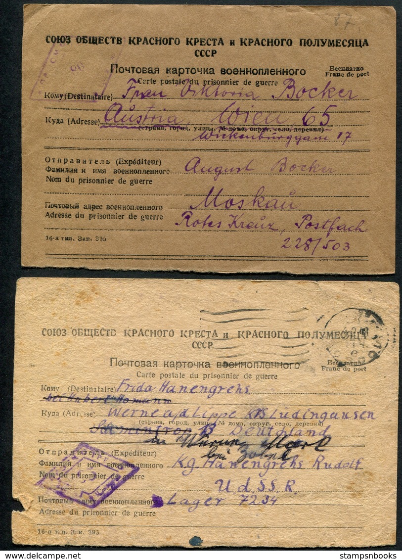 1946-8 USSR Austria Germany  4 X POW, Prisoner Of War, Kriegsgefangenpost Postcards Censor - Cartas & Documentos