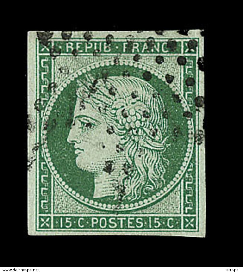 O EMISSION CERES 1849 - O - N°2b- 15c Vert Foncé- Obl. étoile Muette - Signé Calves/A.Brun - TB - 1849-1850 Cérès