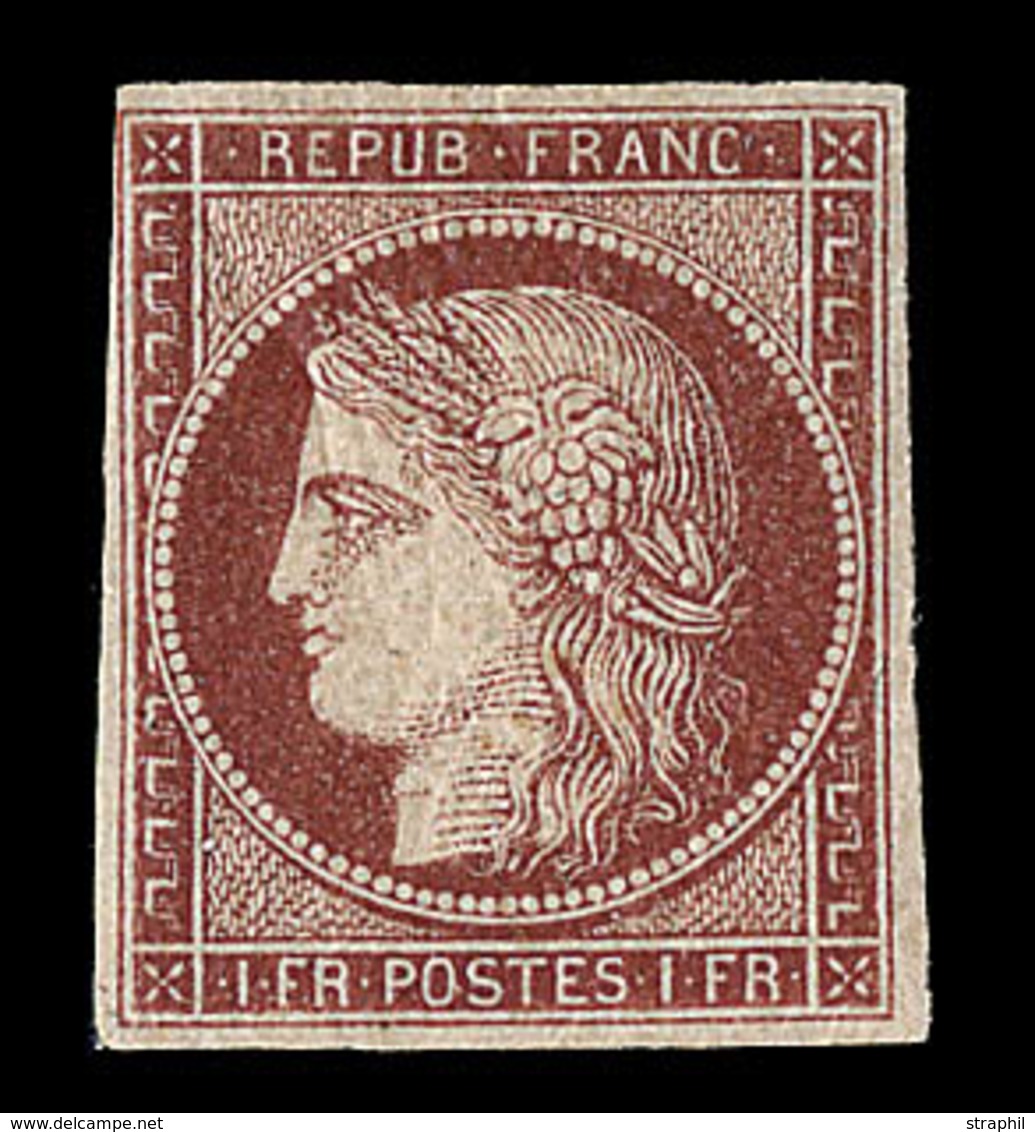 * EMISSION CERES 1849 - * - N°6B - 1F Carmin Brun - Certif. CERES - TB - 1849-1850 Cérès