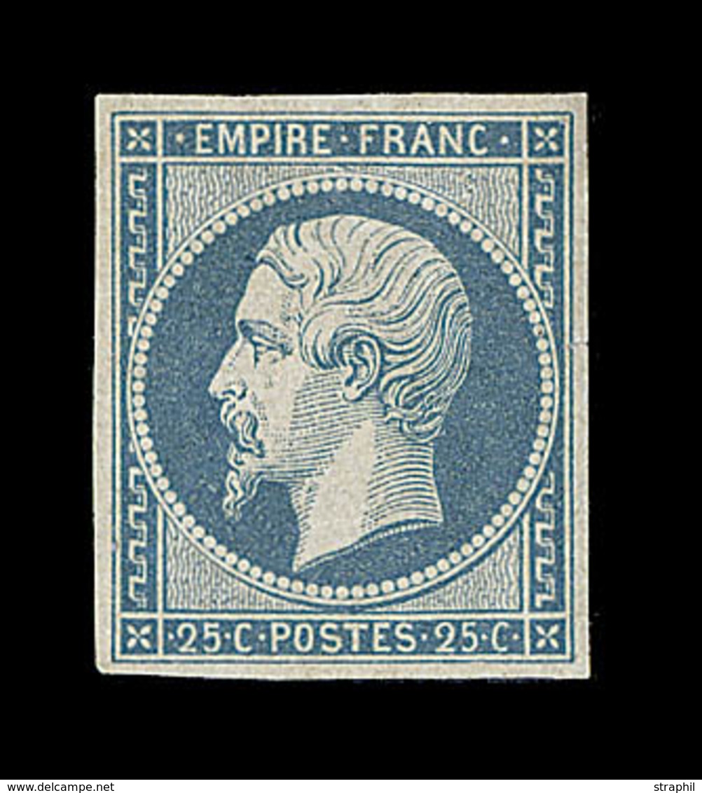 * NAPOLEON NON DENTELE - * - N°15 - 25c Bleu Laiteux - Signé Roumet - TB/SUP - 1853-1860 Napoléon III