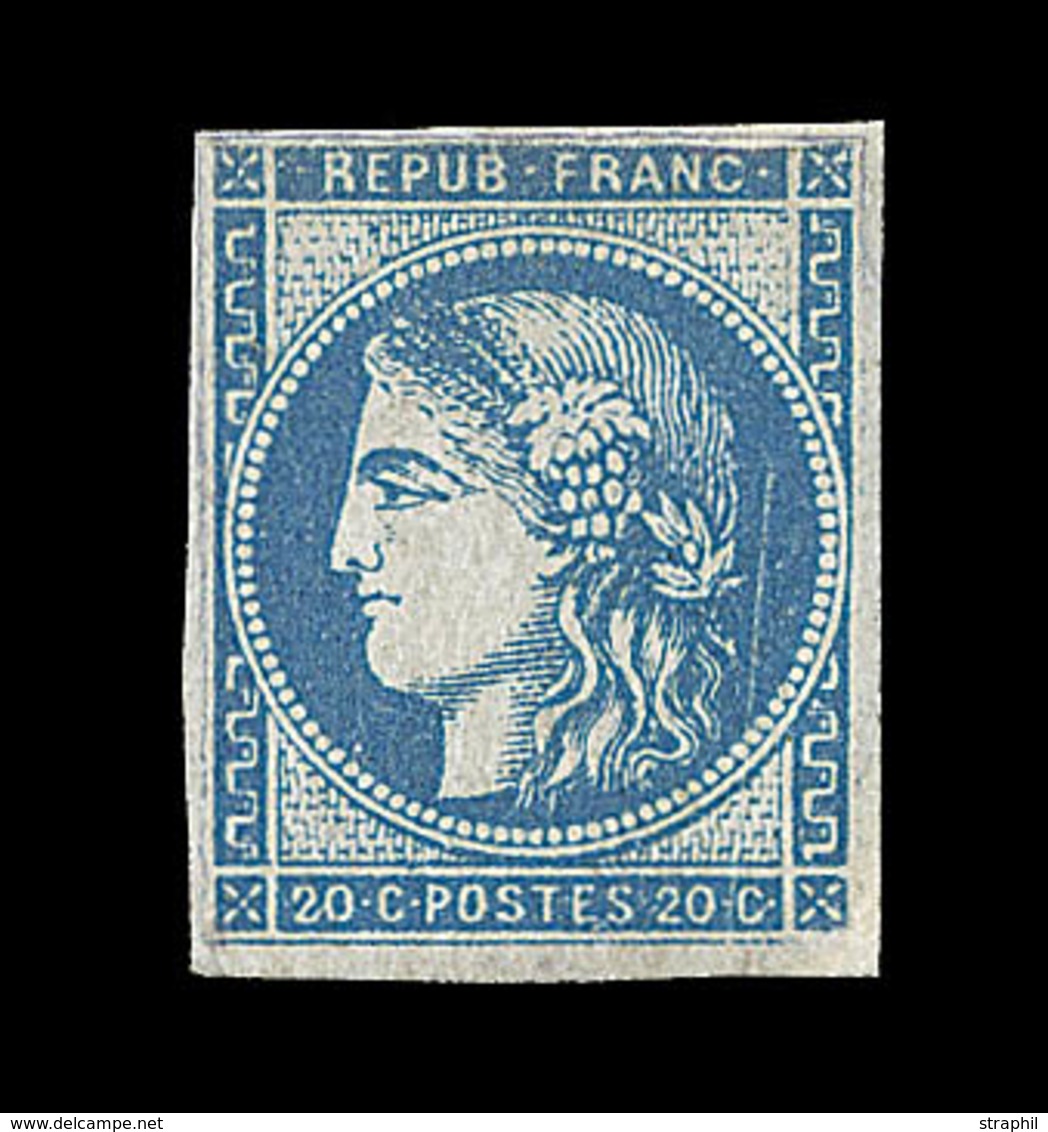 * EMISSION DE BORDEAUX - * - N°45B - 20c Bleu - Report 2 - Variété Trait Blanc Derrière La Tête - Replaqué - TB - 1870 Emission De Bordeaux