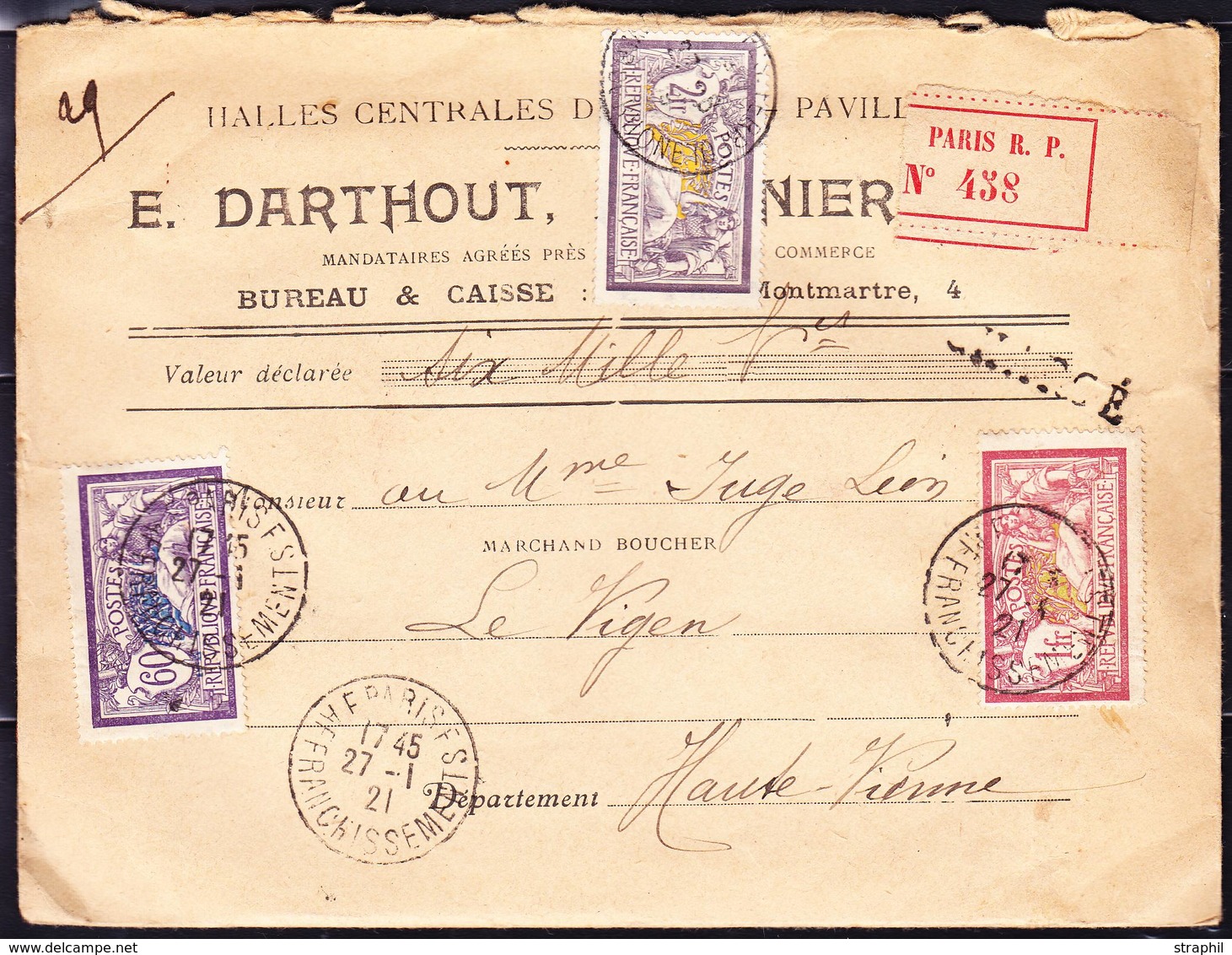 (*) TYPE MERSON - (*) - N°122a - 2F Violet Et Jaune - N. Dentelé - Bdf - TB - 1900-27 Merson