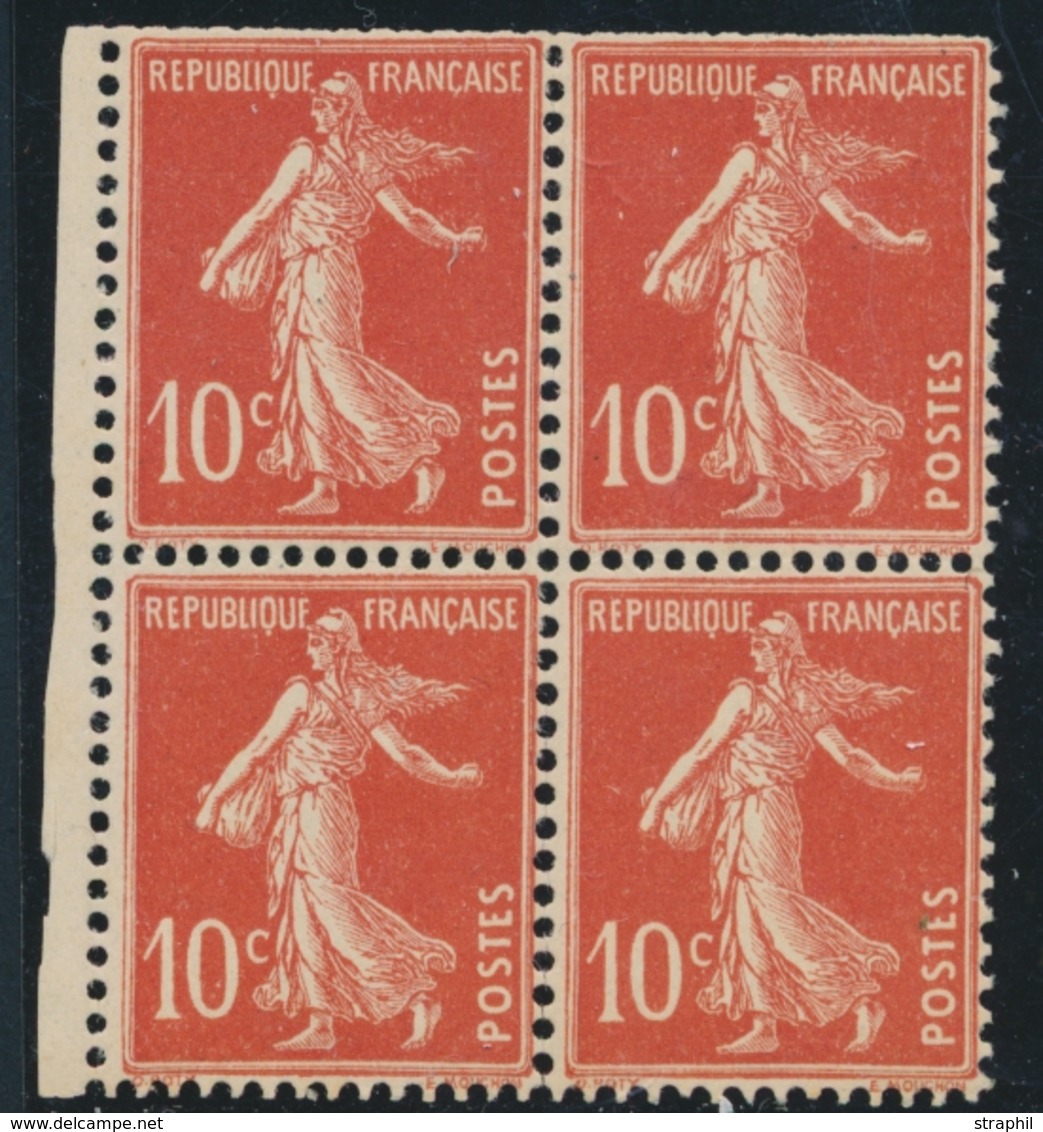 ** TYPE SEMEUSE CAMEE - ** - N°138f - Bloc De 4 (Carnet De 30) - Dents Du Haut Normalement Rognées - Signé Brun - TB - 1906-38 Semeuse Camée