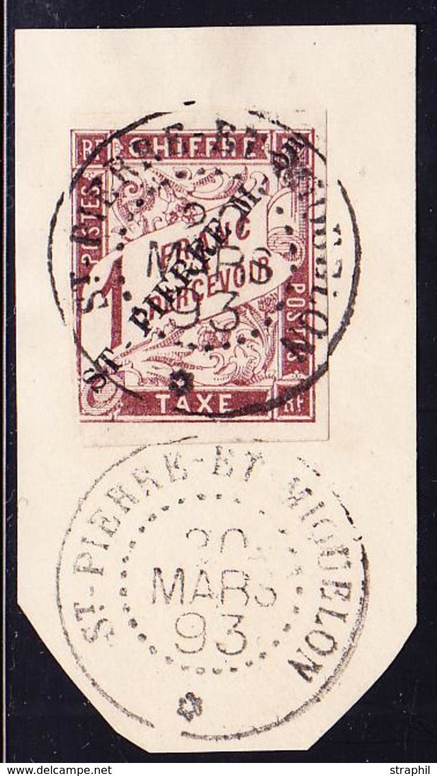 F SPM - TIMBRES TAXE - F - N°8 - 1F Marron - Belle Obl. Du 20 Mars 1893 - TB/SUP - Vide