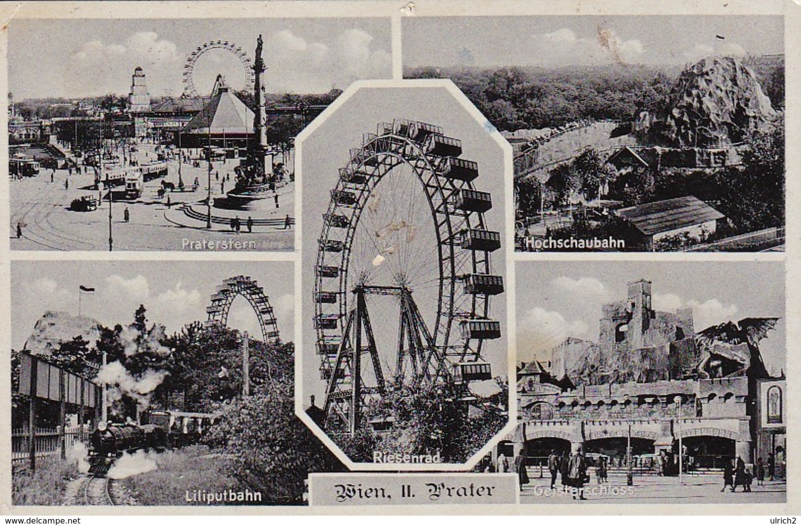 AK Wien - Prater - Hochschaubahn Liliputbahn Geisterschloss Riesenrad - Feldpost Res. Teil-Lazarett XXII - 1942 (41353) - Prater