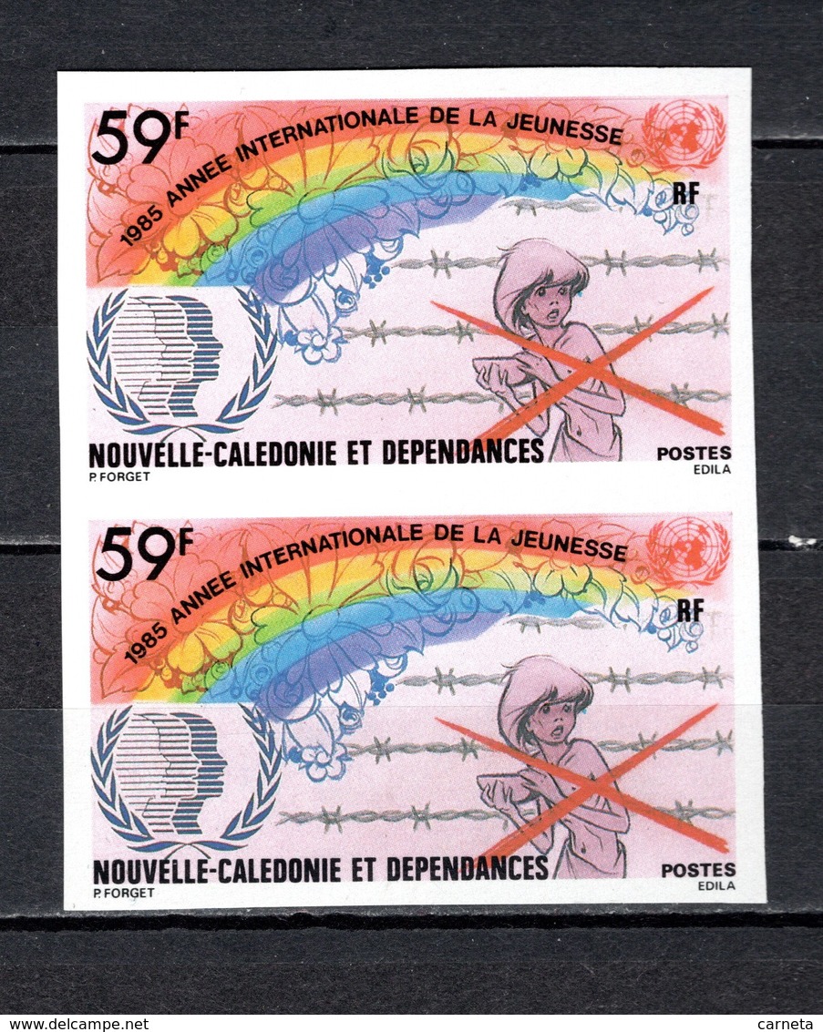 Nlle CALEDONIE N° 507  NON DENTELES  PAIRE  NEUFS SANS CHARNIERE  COTE 40.00€  ANNEE DE LA JEUNESSE - Ongetande, Proeven & Plaatfouten