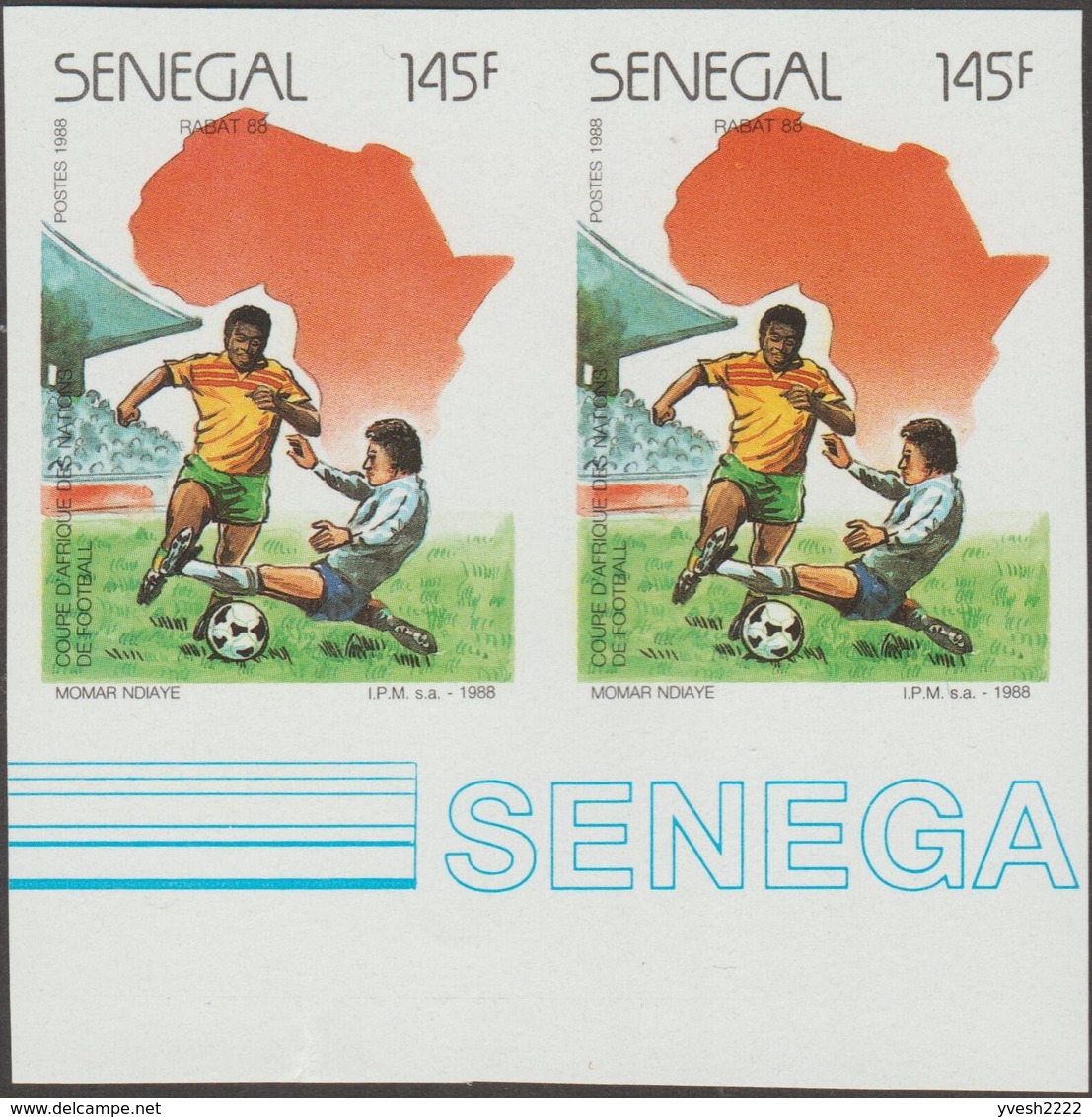 Sénégal 1988 Y&T 758 à 761. Coupe D'Afrique Des Nations De Football à Rabat. Non Dentelés, En Paires - Coupe D'Afrique Des Nations