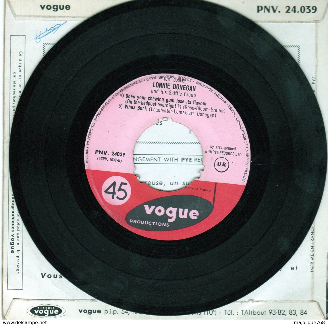 Disque - Lonnie Donegan - Tom Dooley Vol. 5 - Vogue PNV. 24.039 - 1959 - - Country En Folk