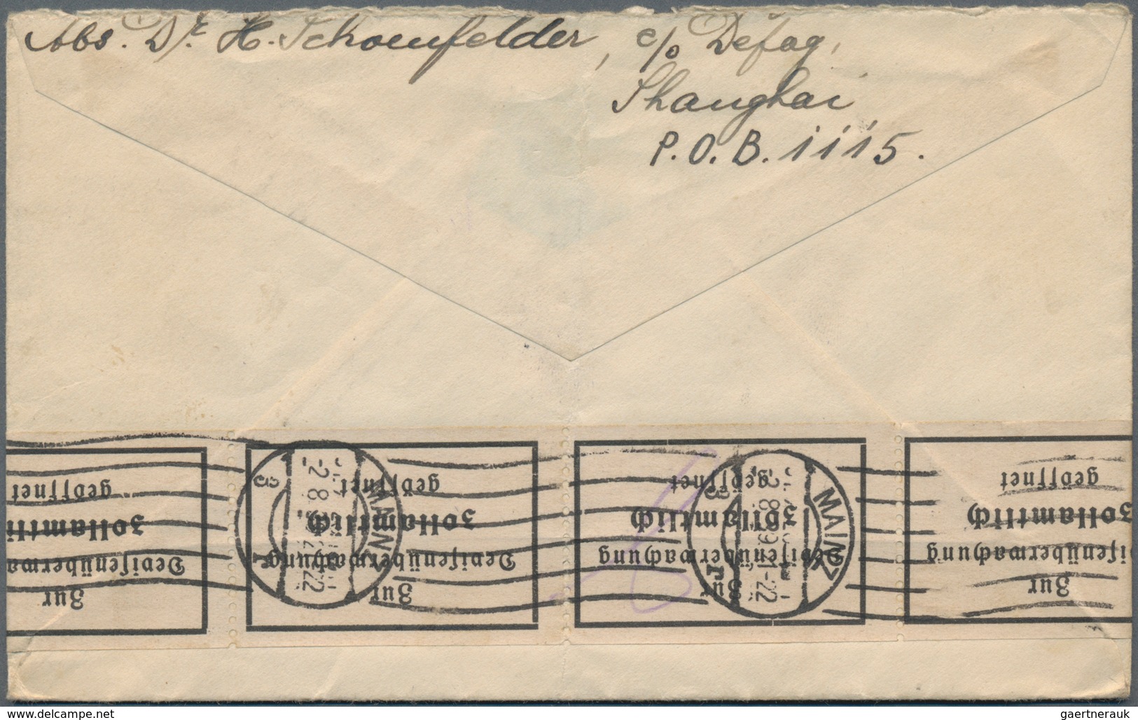 China: 1933, Junk 1 C., SYS 2 C. And On Reverse Martyr 20 C. (vertical-strip-3) Tied "PAHSIEN (CHUNG - Sonstige & Ohne Zuordnung