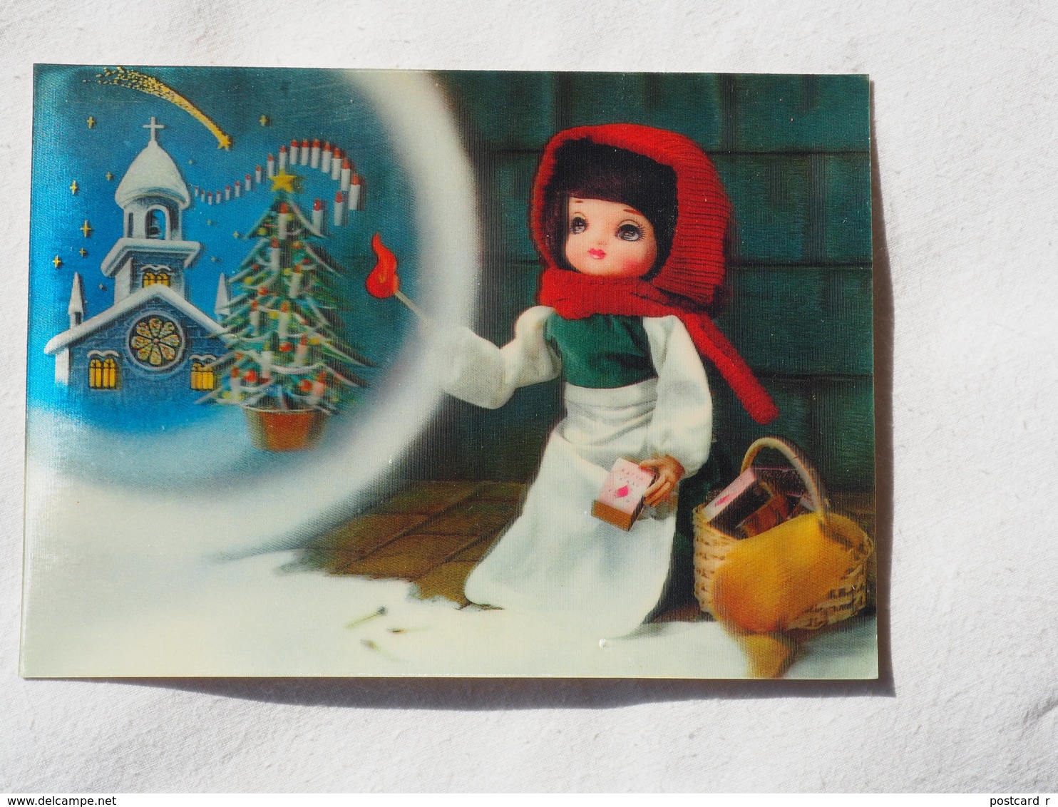 3d 3 D Lenticular Stereo Postcard Little Match Girl 1975   A 190 - Cartes Stéréoscopiques