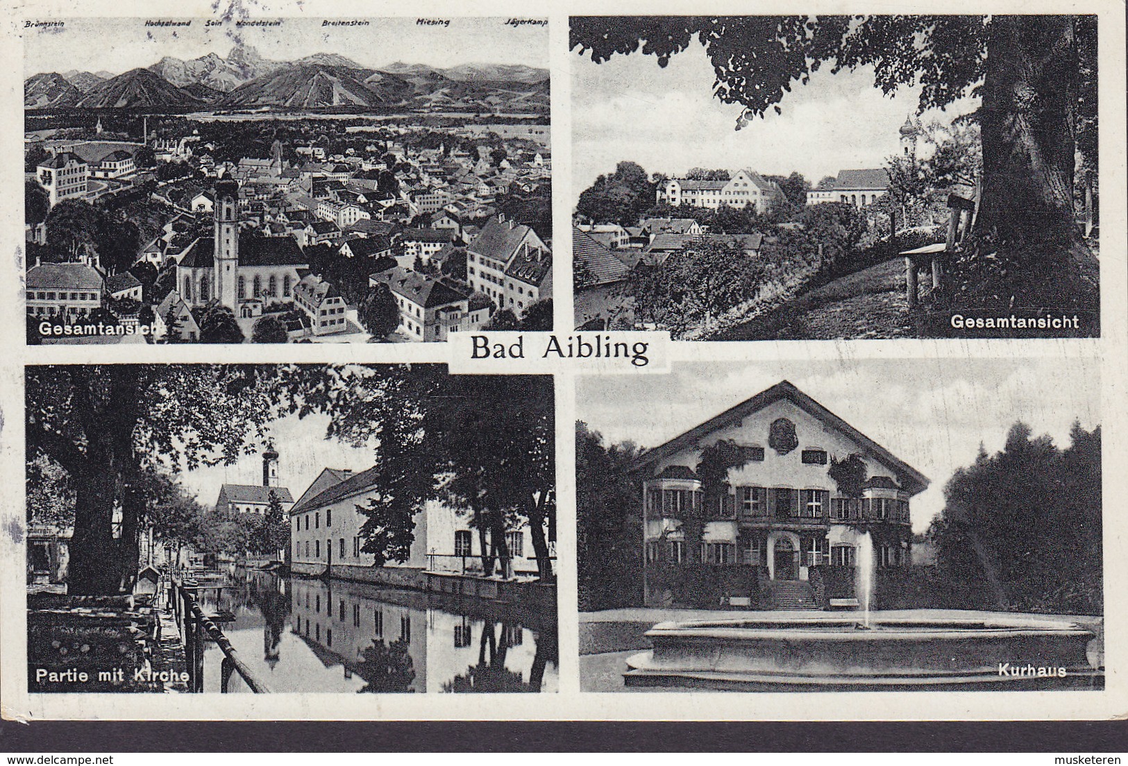 Germany Deutsches Reich PPC Bad Aibling Gesamtansicht Kirche Kurhaus Ottmar Zieher Sonderstempel BAD AIBLING 1934 - Bad Aibling