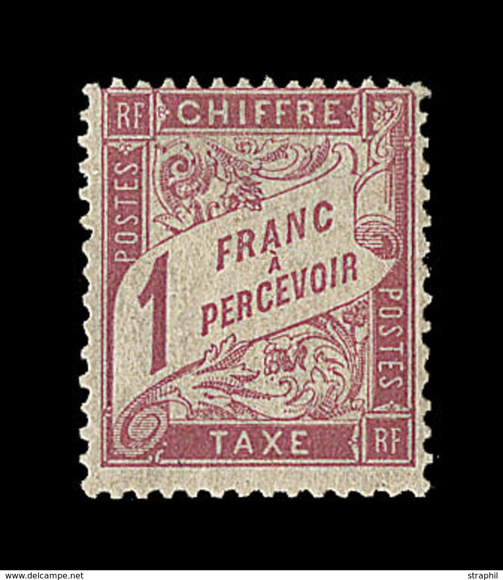 * TIMBRES TAXE - * - N°39 - 1F Rose S/paille - Signé JF. Brun/ A.brun - TB - 1859-1959.. Ungebraucht