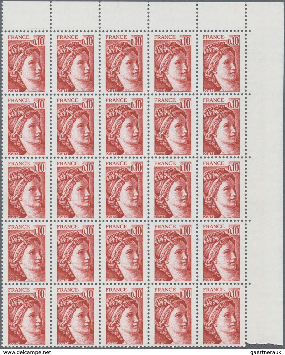 Frankreich: 1978, Definitives "Sabine de Gandon", MISSING PHOSPHOR (BRILLIANT GUM), 0.10fr.-3fr., ei