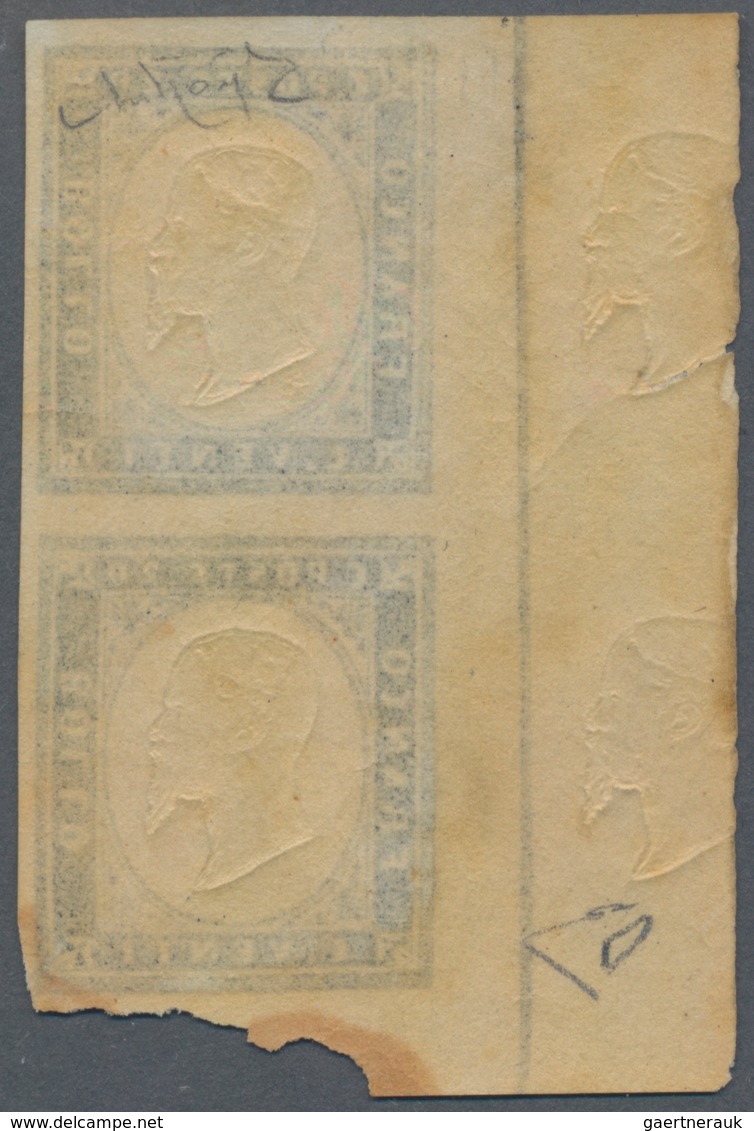 Italien - Altitalienische Staaten: Sardinien: 1855. 20 C. Blue, From The Left Side Of The Sheet, The - Sardinien