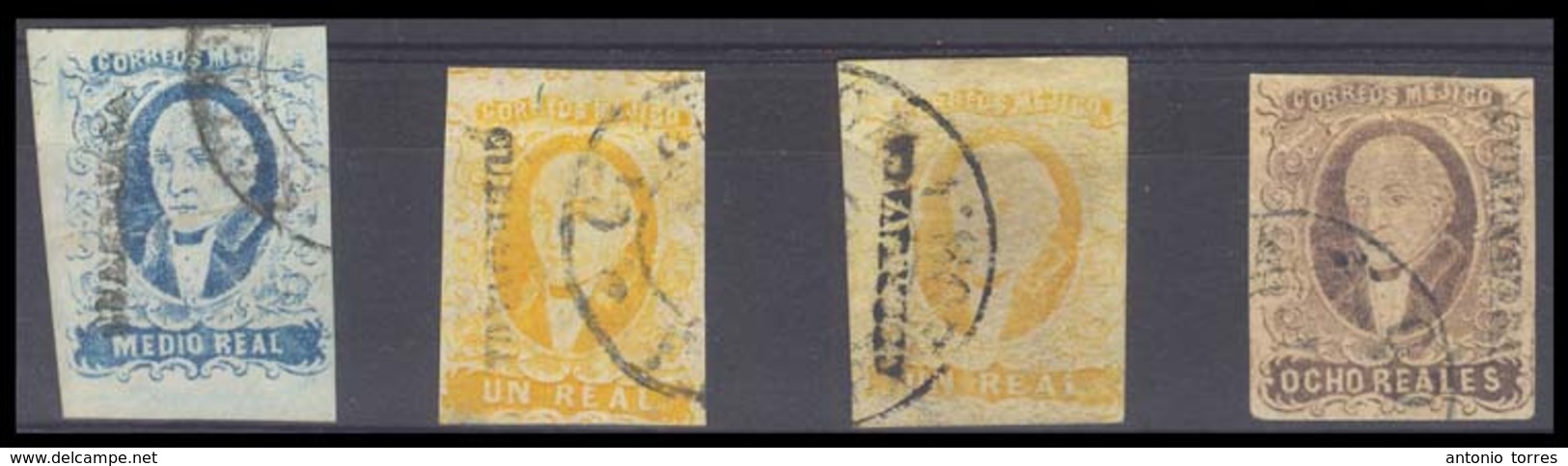 MEXICO. Sc 1º/2º(2)/5º. CUERNAVACA District. 4 Stamps Incl. 1/2rl Wide Setting And 1rl Yellow 2 Diff Shades. Also Includ - Mexico