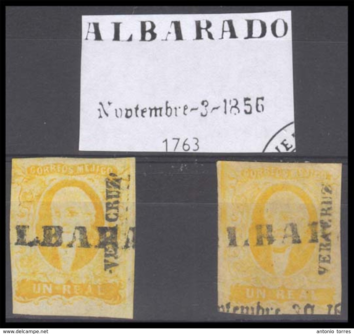 MEXICO. Sc 2º(2). VERACRUZ District. 1rl "ALBARADO" Stline (xxx Both) Sch 1763, With And Without Date Below. The Later T - Mexico