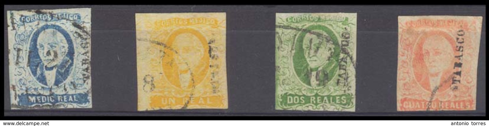 MEXICO. Sc 1º/4º. TABASCO District. All Diff 4 Values Including Scarce 1/2rl And 4rs. F-VF. - Mexico