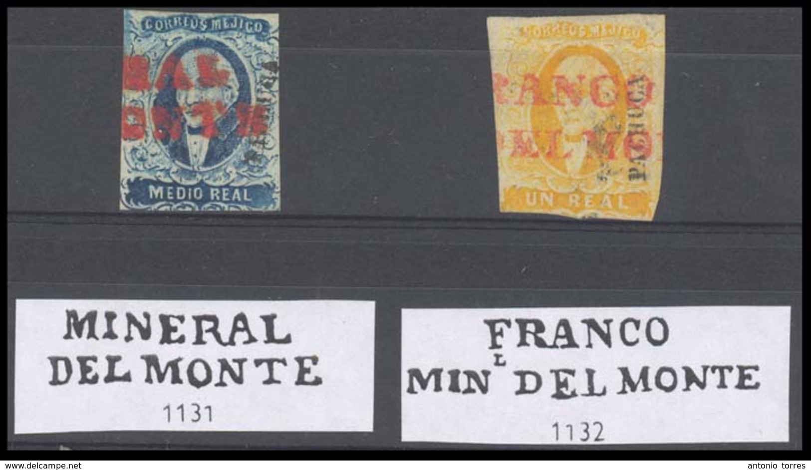 MEXICO. Sc 1º/2º. PACHUCA District. 1/2rl + 1rl Red "Mineral / Del MONTE" (xxx) Sch 1131 And 1132 Two Diff Cancel Types, - Mexico